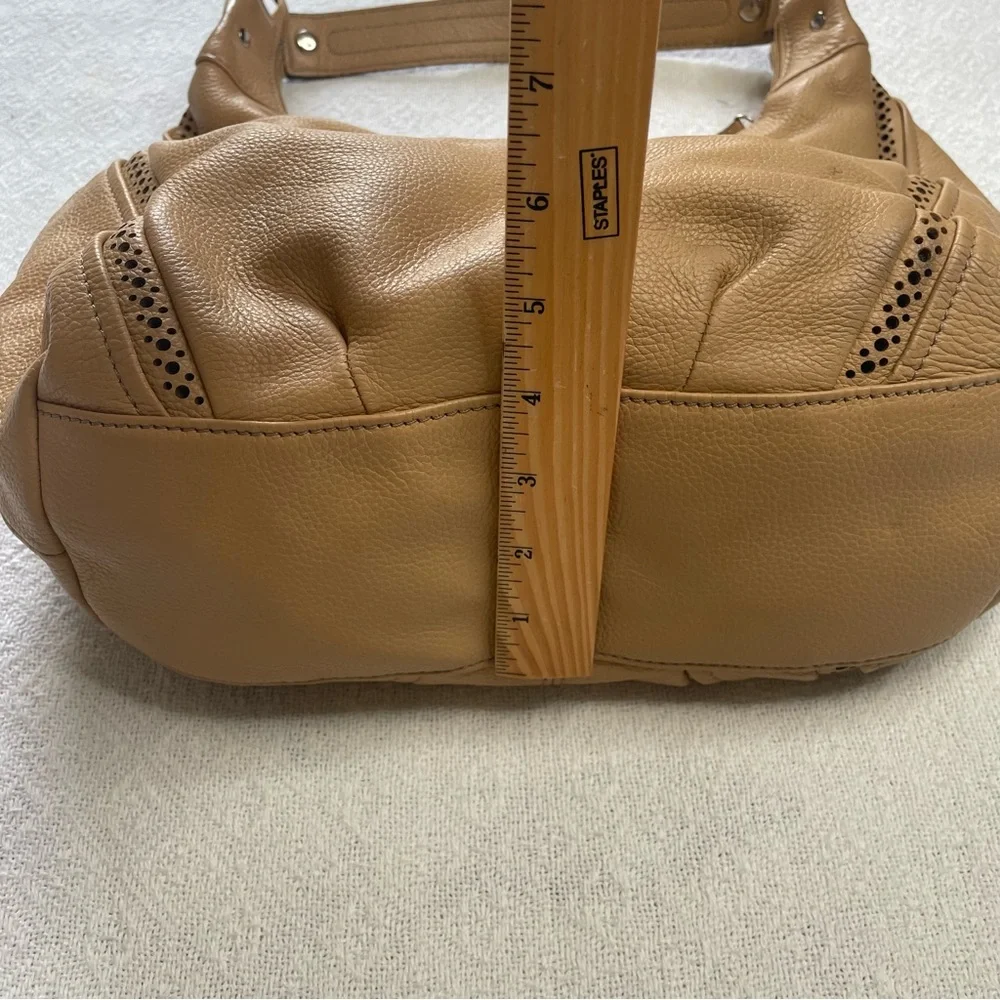 Tignanello Beige Tan Leather Perforated Hobo Shoulder‎ Bag